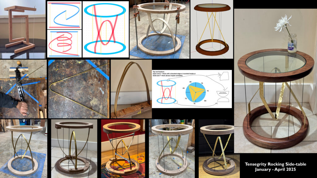 The creative evolution of my tensegrity table from 1/3-4/13/2025. ‣ I Have An Idea The creative evolution of my tensegrity table from 1/3-4/13/2025.
